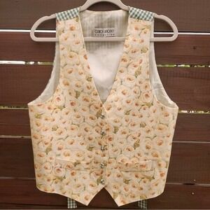 Vintage Carol Antone Vest 80s 90s Floral Checkered Cottagecore Phoebe Buffay M